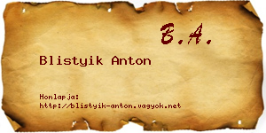 Blistyik Anton névjegykártya